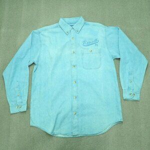 Crystal  Springs Denim Button Up Shirt Men Medium Blue Boswell PA Embroidered
